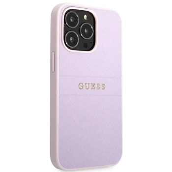 Guess Saffiano Hot Stamp & Metal Logo - Etui iPhone 13 Pro (liliowy)
