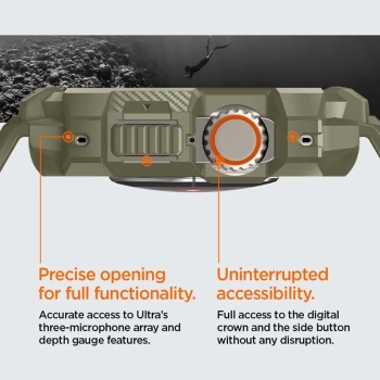 Spigen Rugged Armor Pro - Pasek z obudową do Apple Watch Ultra 49 mm (Vintage Khaki)