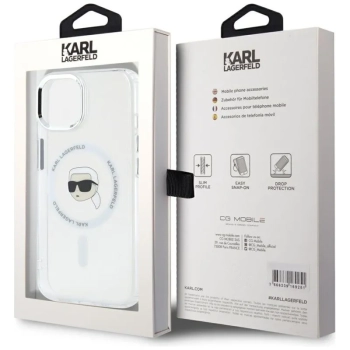 Karl Lagerfeld IML Metal Karl Head MagSafe - Etui do iPhone 15 (biały)