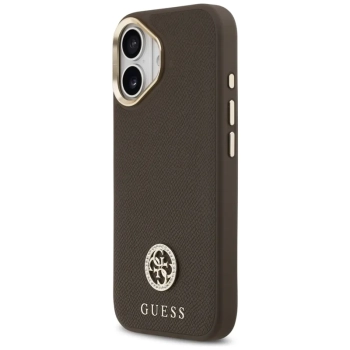 Guess Grained Strass Logo MagSafe - Etui iPhone 17 (brązowy)