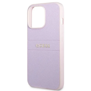 Guess Saffiano Hot Stamp & Metal Logo - Etui iPhone 13 Pro (liliowy)