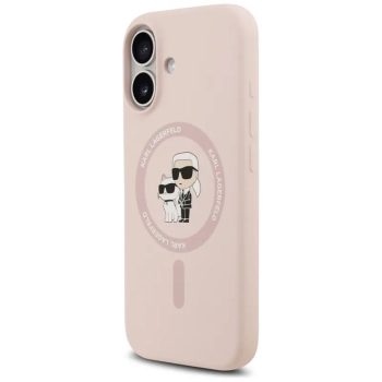 Karl Lagerfeld Silicone Karl & Choupette Ring MagSafe - Etui iPhone 17 (różowy)