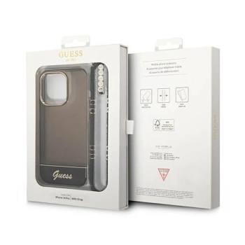 Guess Translucent Pearl Strap - Etui iPhone 14 Pro (czarny)