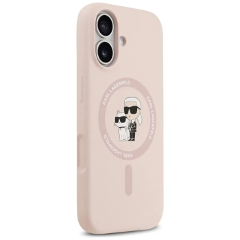 Karl Lagerfeld Silicone Karl & Choupette Ring MagSafe - Etui iPhone 17 (różowy)