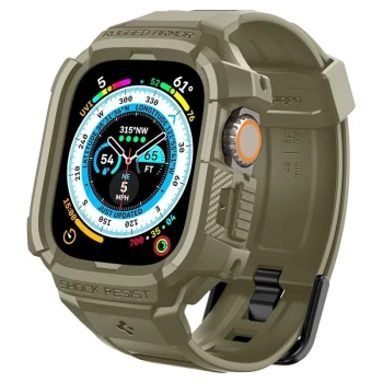 Spigen Rugged Armor Pro - Pasek z obudową do Apple Watch Ultra 49 mm (Vintage Khaki)