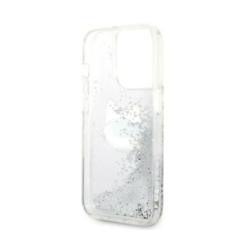 Karl Lagerfeld Liquid Glitter NFT Choupette Head - Etui iPhone 14 Pro Max (srebrny)