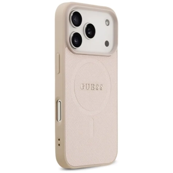 Guess Saffiano Classic Logo MagSafe - Etui iPhone 17 Pro (różowy)