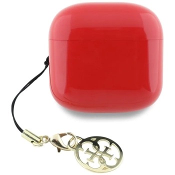 Guess Glossy Effect Printed Classic Logo & Charm - Słuchawki Bluetooth TWS + etui ładujące (czerwony)