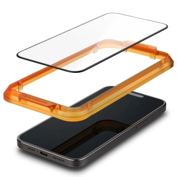 Spigen Alm Glass FC 2-Pack - Szkło hartowane do iPhone 15 Pro 2 szt (Czarna ramka)