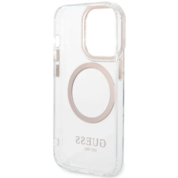 Guess Metal Outline Magsafe - Etui iPhone 15 (przezroczysty / złoty)