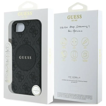 Guess 4G Circle Classic Logo MagSafe - Etui do iPhone 16e (czarny)