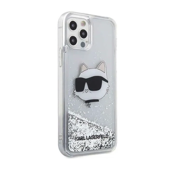 Karl Lagerfeld Liquid Glitter NFT Choupette Head - Etui iPhone 12 / iPhone 12 Pro (srebrny)