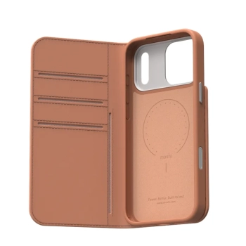 Moshi Overture MagSafe - Skórzane etui 3w1 z klapką iPhone 17 Pro Max (Misty Coral)