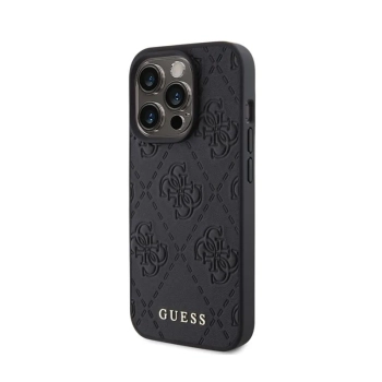 Guess Leather 4G Stamped - Etui iPhone 15 Pro (czarny)