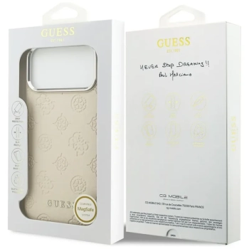 Guess Peony Hot Stamp Script MagSafe - Etui iPhone 17 Pro Max (beżowy)