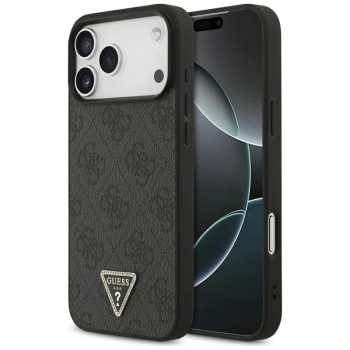 Guess Leather 4G Triangle Strass MagSafe - Etui iPhone 17 Pro Max (czarny)