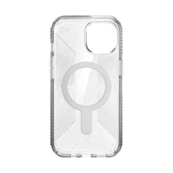 Speck Presidio Lux Grip ClickLock & Magsafe - Etui iPhone 15 / iPhone 14 / iPhone 13 (Clear / Platinium Glitter / Chrome Finish / Serene Silver)