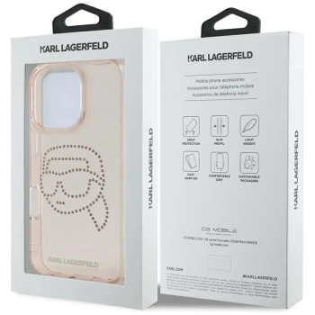 Karl Lagerfeld IML Rhinestones Karl Head - Etui do iPhone 16 Pro (różowy)
