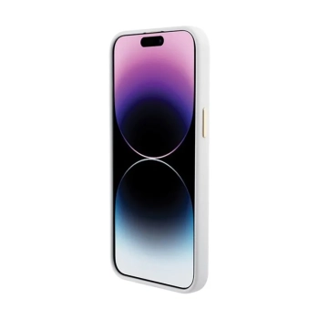 Guess Silicone Logo Strass 4G - Etui iPhone 15 Pro (biały)