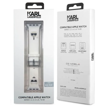 Karl Lagerfeld Silicone Karl & Choupette Heads - Pasek do Apple Watch 42/44/45/49 mm (biały)