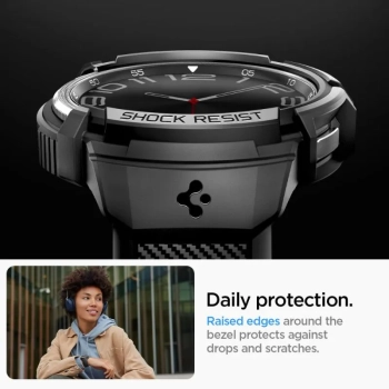 Spigen Rugged Armor Pro - Pasek + etui do Samsung Galaxy Watch 6 Classic 43 mm (Czarny)