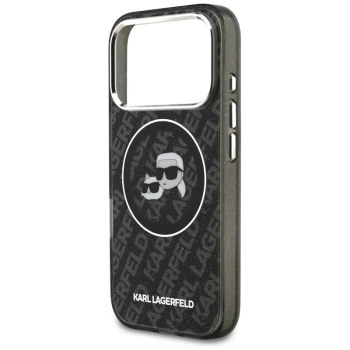 Karl Lagerfeld IML Glitter Karl & Choupette Heads Logo MagSafe - Etui iPhone 17 Pro (czarny)