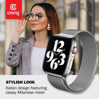Crong Milano Steel - Pasek ze stali nierdzewnej do Apple Watch 42/44/45/49 mm (srebrny)
