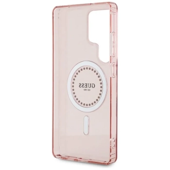 Guess Rhinestones Printed Classic Logo MagSafe - Etui do Samsung Galaxy S25 Ultra (różowy)