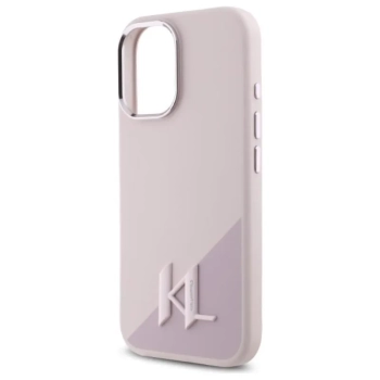 Karl Lagerfeld Silicone Shadow Metal Initial MagSafe - Etui iPhone 16 (różowy)