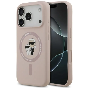 Karl Lagerfeld Silicone Karl & Choupette Ring MagSafe - Etui iPhone 17 Pro (różowy)