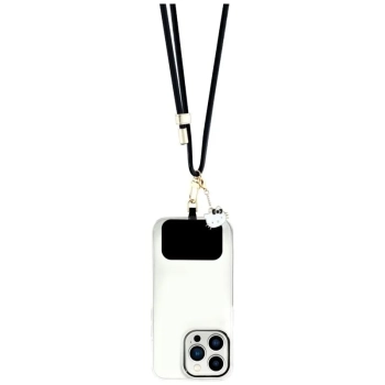 Hello Kitty Patch & Kitty Head Charm - Uniwersalny pasek / smyczka do telefonu (czarny)