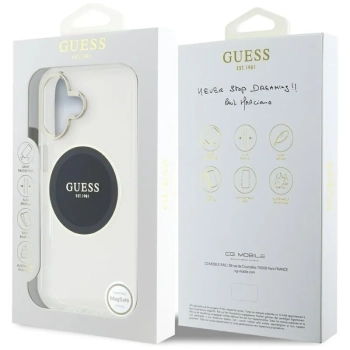 Guess IML Metal Colored Circle Classic Logo MagSafe - Etui do iPhone 16 (czarny)