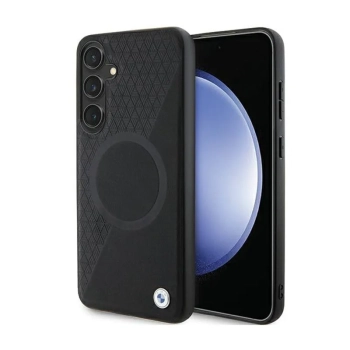 BMW Leather Half Textured & Circle MagSafe - Etui Samsung Galaxy S24+ (czarny)