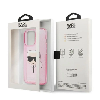 Karl Lagerfeld Karl's Head Glitter - Etui iPhone 13 Pro Max (różowy)
