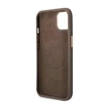 Guess 4G Logo Plate MagSafe - Etui iPhone 14 Plus (brązowy)