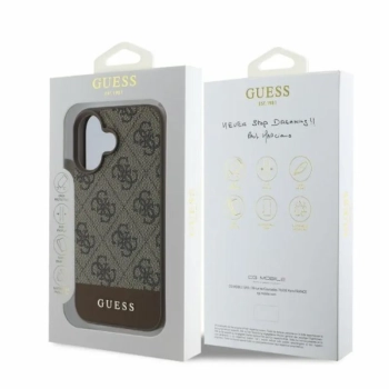 Guess 4G Bottom Stripe - Etui iPhone 16 (brązowy)