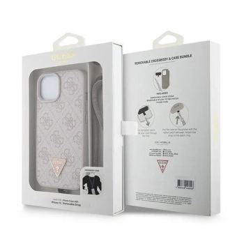 Guess Crossbody 4G Metal Logo - Etui iPhone 15 Plus (różowy)