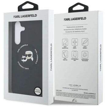 Karl Lagerfeld Silicone Karl & Choupette Heads MagSafe - Etui Samsung Galaxy S25 FE (czarny)