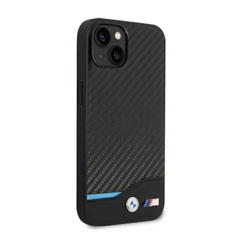 BMW Leather Carbon Blue Line  - Etui iPhone 14 Plus (Czarny)
