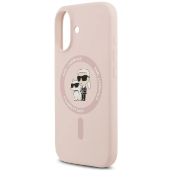 Karl Lagerfeld Silicone Karl & Choupette Ring MagSafe - Etui iPhone 17 (różowy)