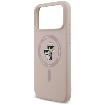 Karl Lagerfeld Silicone Karl & Choupette Ring MagSafe - Etui iPhone 17 Pro Max (różowy)