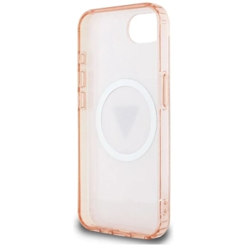 Guess IML Metal Glitter 4G Circle Triangle MagSafe - Etui do iPhone 16e (różowy)