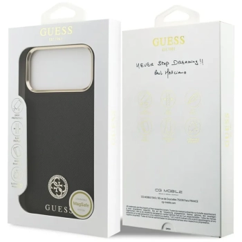 Guess Grained Strass Logo MagSafe - Etui iPhone 17 Pro Max (czarny)