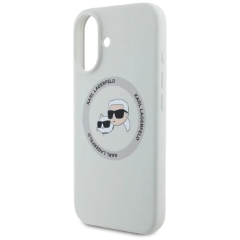 Karl Lagerfeld Silicone Double Heads And Circle MagSafe - Etui do iPhone 16 (beżowy)