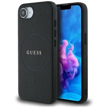 Guess Grained Ring MagSafe - Etui do iPhone 16e (czarny)