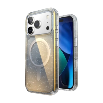 Speck Presidio Lux MagSafe - Etui iPhone 17 Pro (Hyper Mirror Glitter / Silver Metallic)
