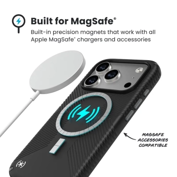 Speck Presidio2 Grip MagSafe - Etui iPhone 17 Pro (Black / Slate Grey / White)