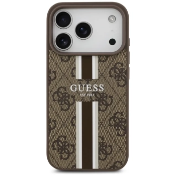 Guess 4G Printed Stripes MagSafe - Etui iPhone 17 Pro (brązowy)
