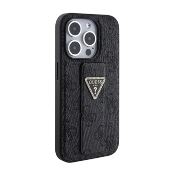 Guess Grip Stand 4G Triangle Strass Logo - Etui iPhone 15 Pro (czarny)