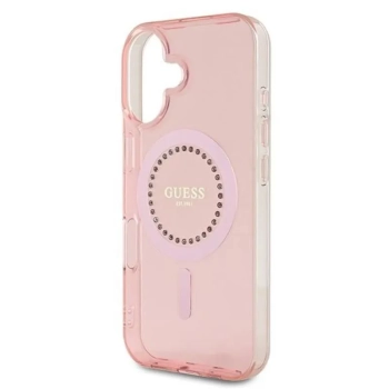 Guess IML Rhinestones MagSafe - Etui iPhone 16 Plus (różowy)